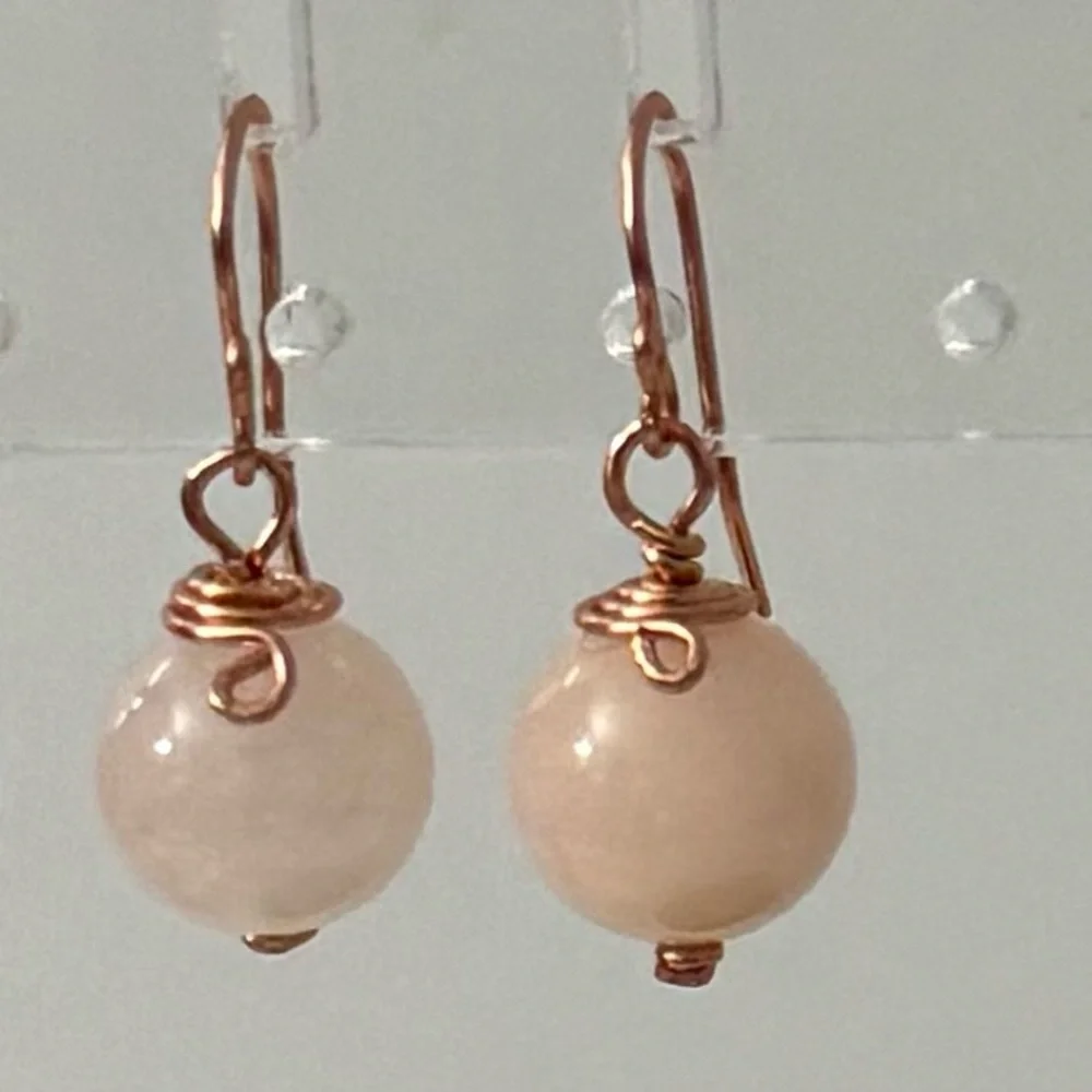 Wire-Wrapped Rose Quartz Earrings